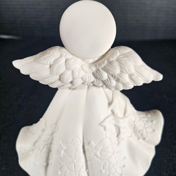 "Heaven's Treasures" White Porcelain Bisque Musical Angel Figurine by Roman Inc. - Picture 4 of 11